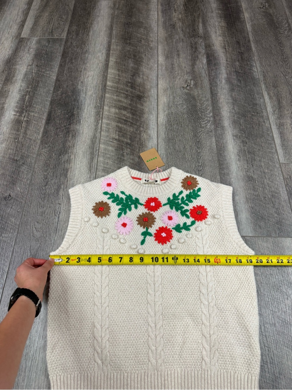 Boden Embroidered Cable-Knit Sweater Top - Picture 12 of 14